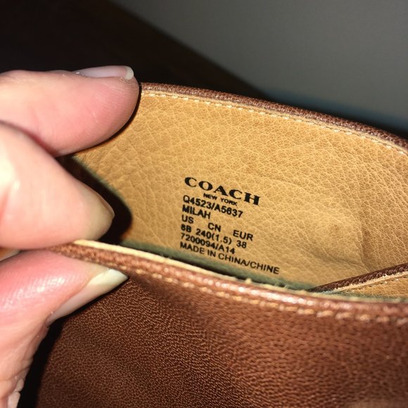 Coach "Milah" Open-Toe Slingback Kitten Heel Brown Leather Ankle Boots - Picture 5 of 11